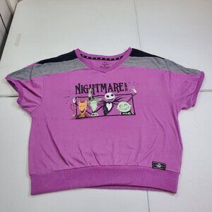 Disney Nightmare Before Christmas Short Sleeve Sweater Top Sleepwear Women's M